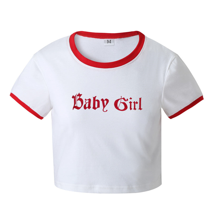 Women’s Baby Girl Letter Graphic Cropped T Shirt