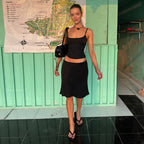 Women's Solid Color Basic Casual Camisole and Skirt Two-Piece Set