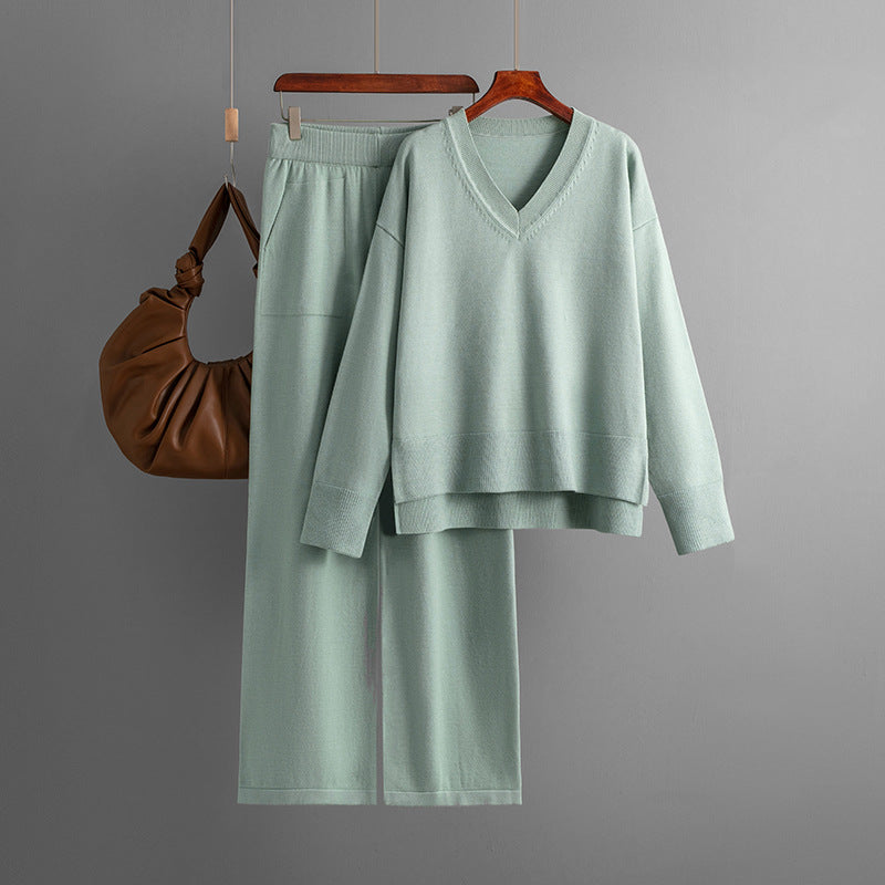 Suit Autumn Winter Loose Casual Sweater Pullover Two-Piece Set