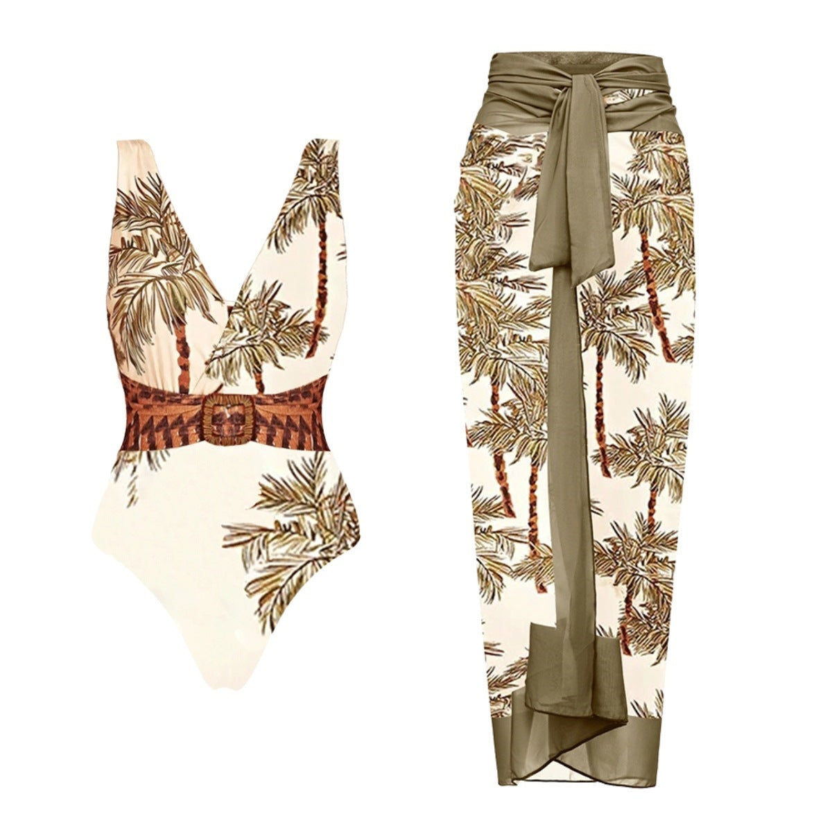 Contrast Color Belt Suit
