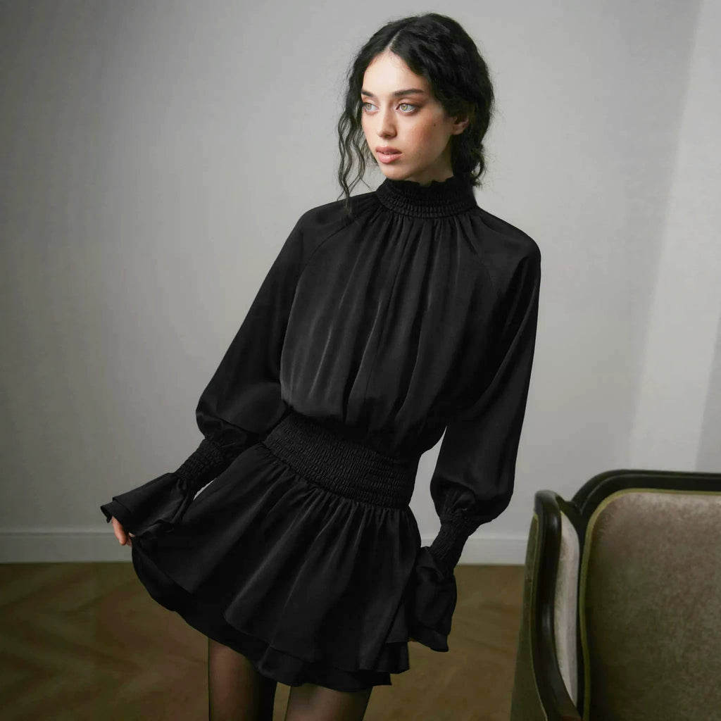 Women's Satin Long Sleeve Dress