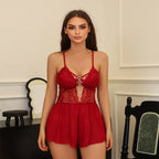 Sexy Lingerie Lace See through Strap Dress Dew Hollow Out Cutout Sexy Nightdress