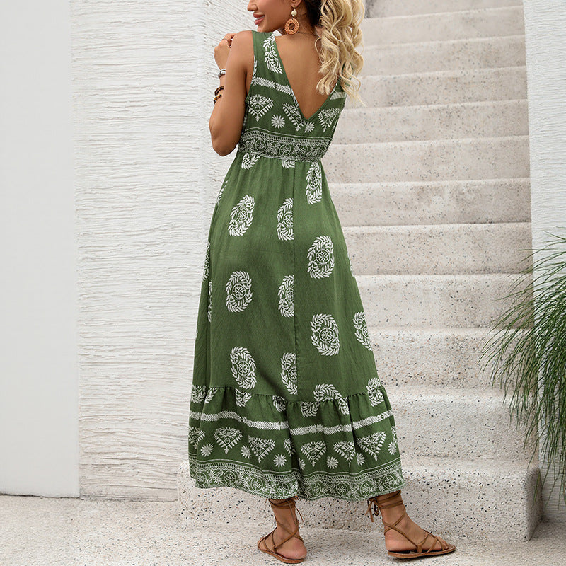 Ethnic Print Sleeveless Dress