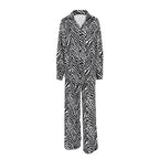Striped Printed Long Sleeves Trousers Home Wear Two Piece Set Casual Cardigan Comfortable Suitable for Daily Wear Women