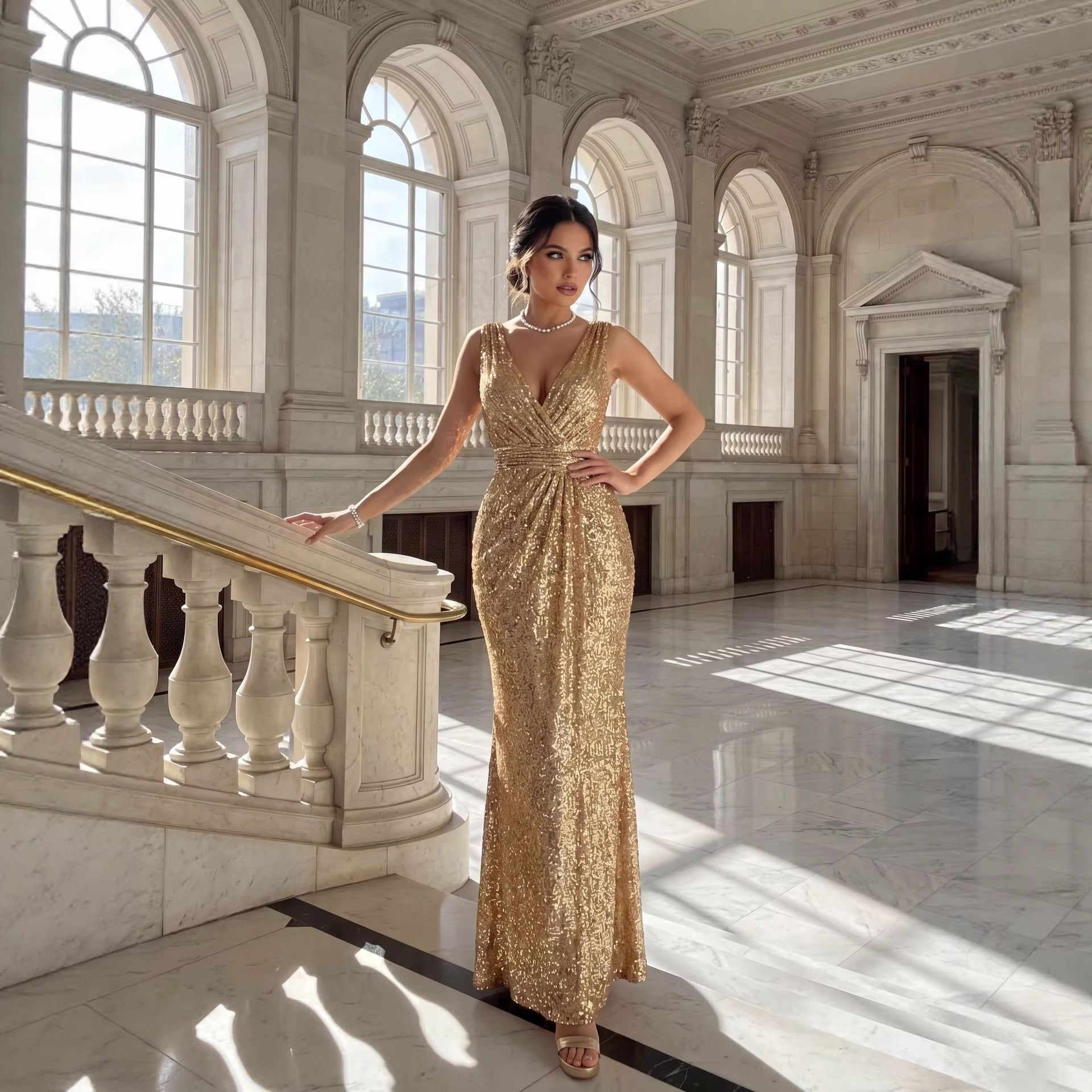 Women's Backless Sequin Dress