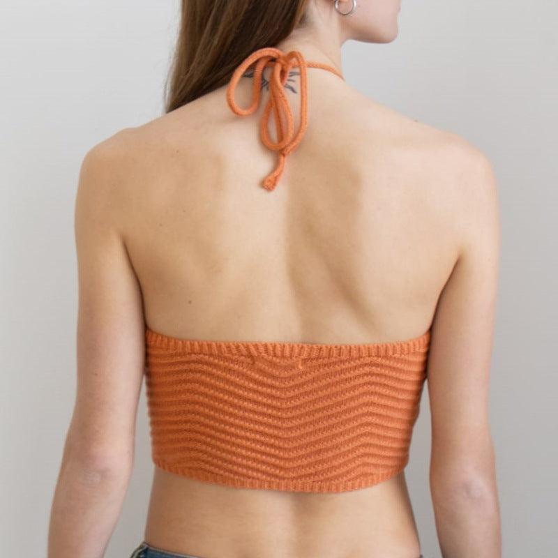 Women's Vest Solid Color Sleeveless Line Cropped Backless Sweater