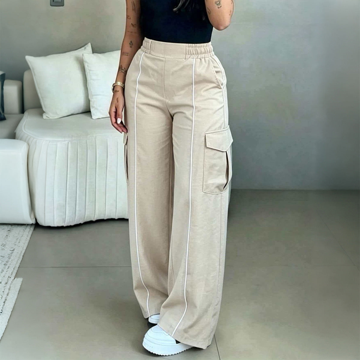 Women's High-Waist Cargo Trousers