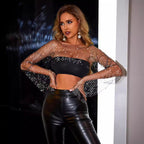 Women's Rhinestone Fishnet Mini Dress