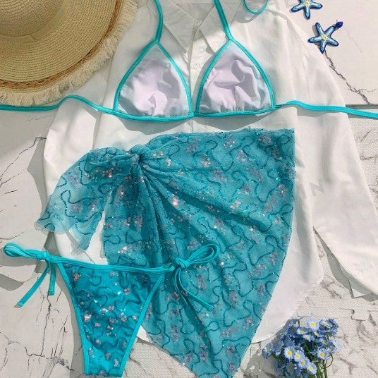 Blue One-piece Swimwear
