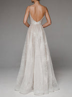 Women's Embroidered V-Neck Strap Maxi Dress
