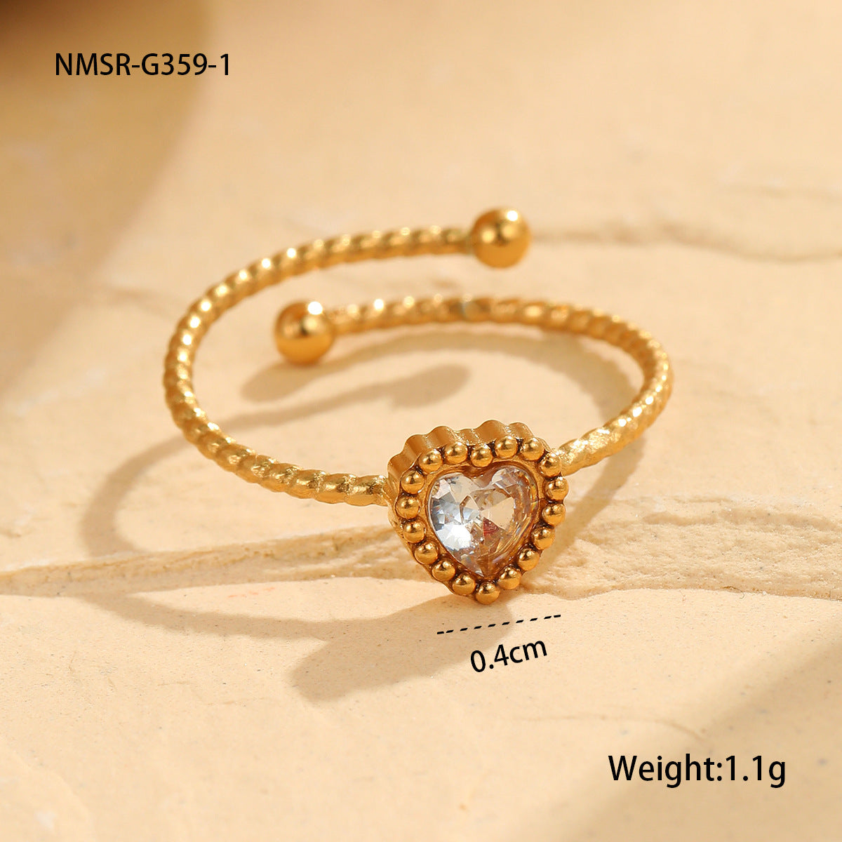NMSR-G359-1 White Love Heart-Shaped Ring