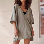 Summer Less Casual Short-Sleeve Large V-Neck Independent Shorts Two-Piece Set