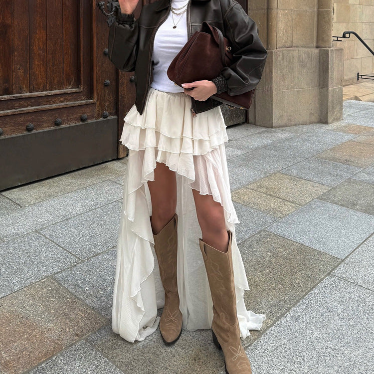 Ruffled Chiffon Sheer Skirt