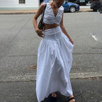 Pleated Vest & High-Waist Skirt Set