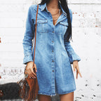 Slim Denim Long-Sleeve Dress