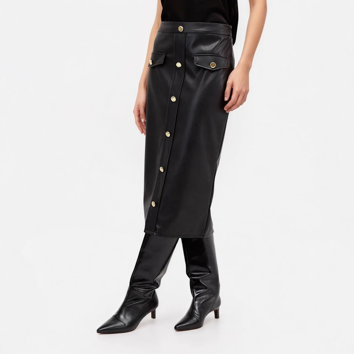 Faux Leather Street Straight Skirt