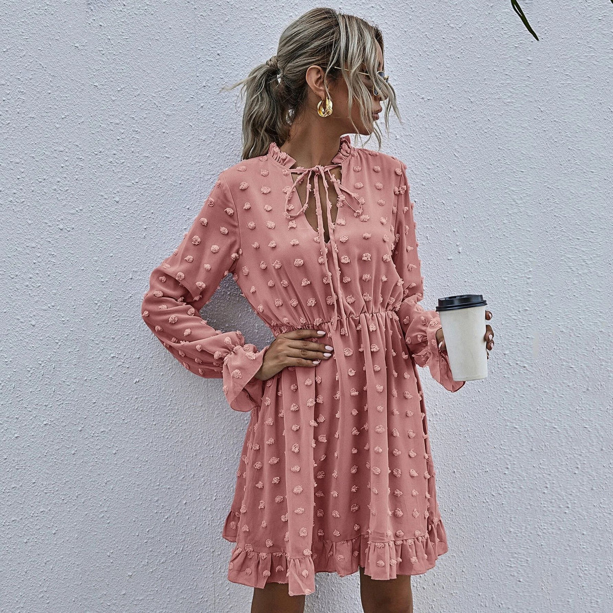 Long Sleeves High-Waist Office Dress
