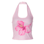 Women's Women’s Pink Floral Halter Crop Top