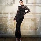 Women's Lace Patchwork Slim Long Sleeve Dress