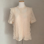 Women's Lace Shirt For Women Summer Solid Color Round Neck Short Sleeves Crocheted Hollow Out Cutout Loose All Matching Western Shirt For Women