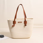 Women's Woven Straw Tote Beach Bag