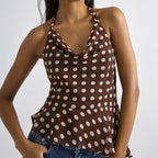 Women's Popular Perfect Backless Polka Dot Printed Sling Top
