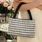 Women's Wooden-Bead Woven Tote Bag