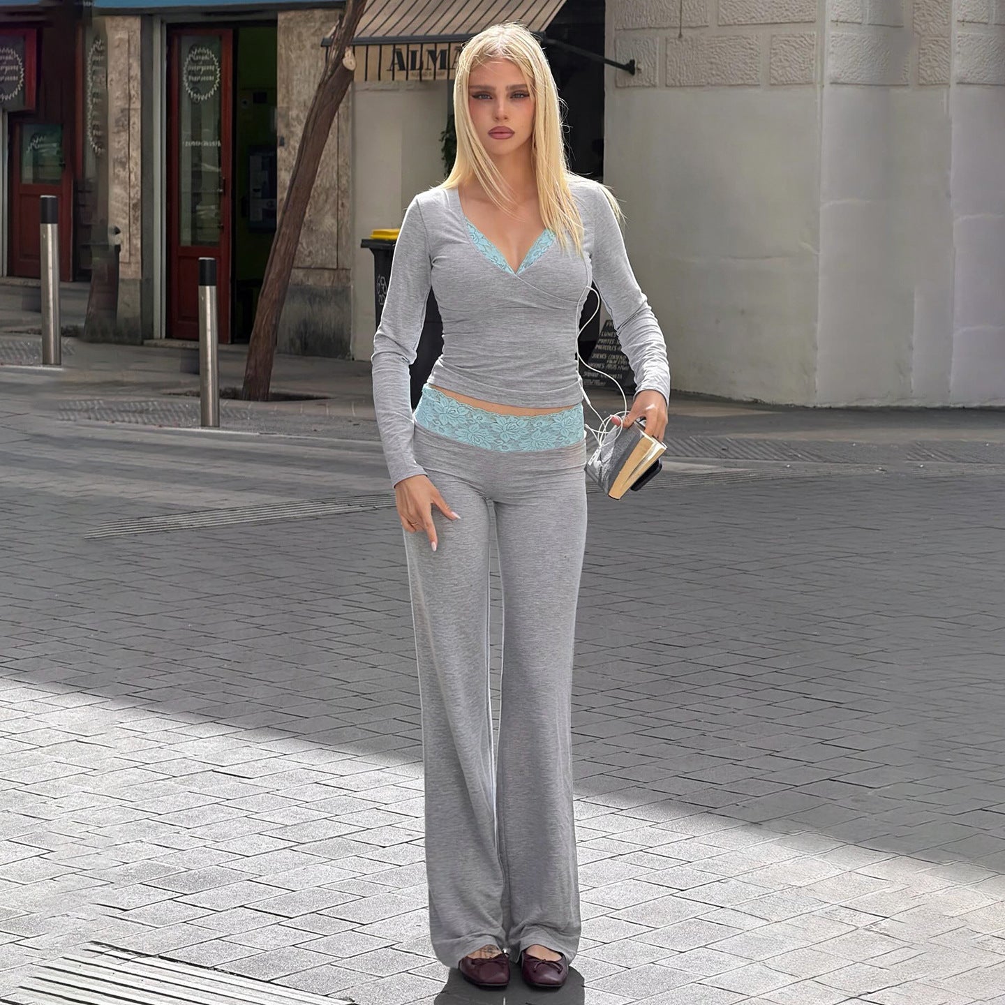 Women's Lace-Trim Homewear Two-Piece Set