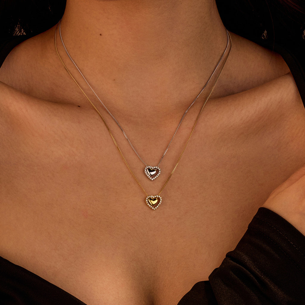 Peach Heart Zircon Necklace