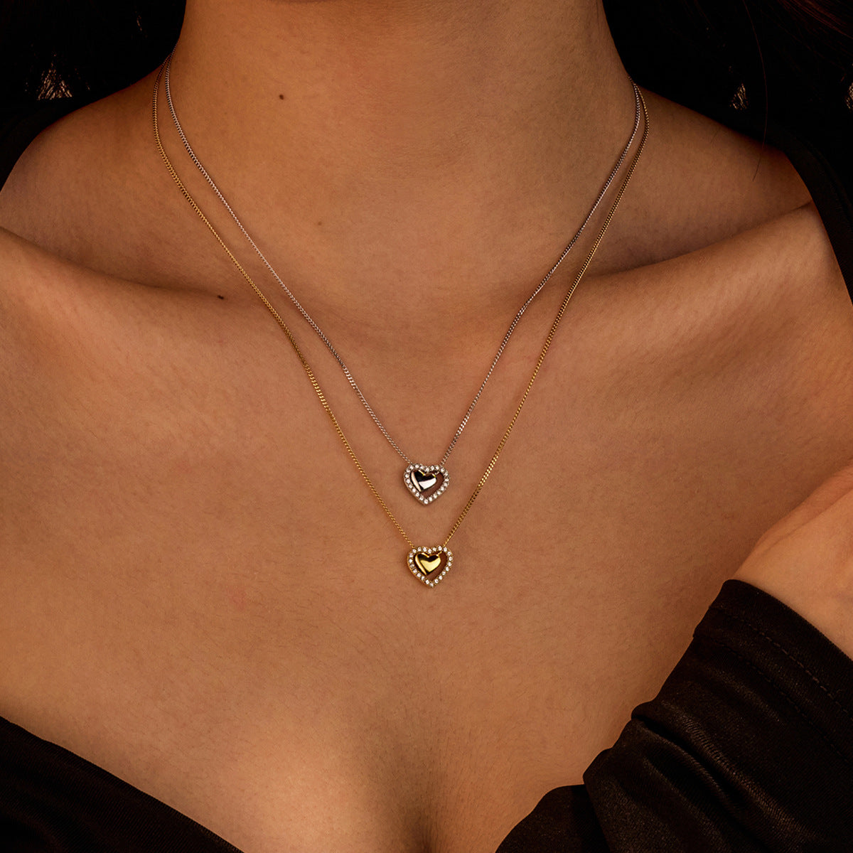 Peach Heart Zircon Necklace