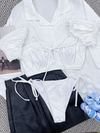 Drawstring One-piece Swimwear