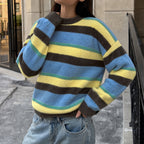 Women's Striped Round-Neck Knit Sweater