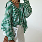 's Casual All Match Plaid Shirt Arrival Collared Long Sleeve Single Breasted Pocket Top