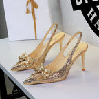Women's Rhinestone Bow Pointed-Toe Stiletto Pumps