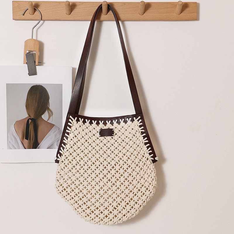Women's Woven Straw Shoulder Beach Bag