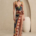 Women's Printed Slit Swimsuit Set