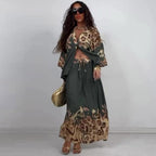 Elegant Printed Shirt Skirt Set