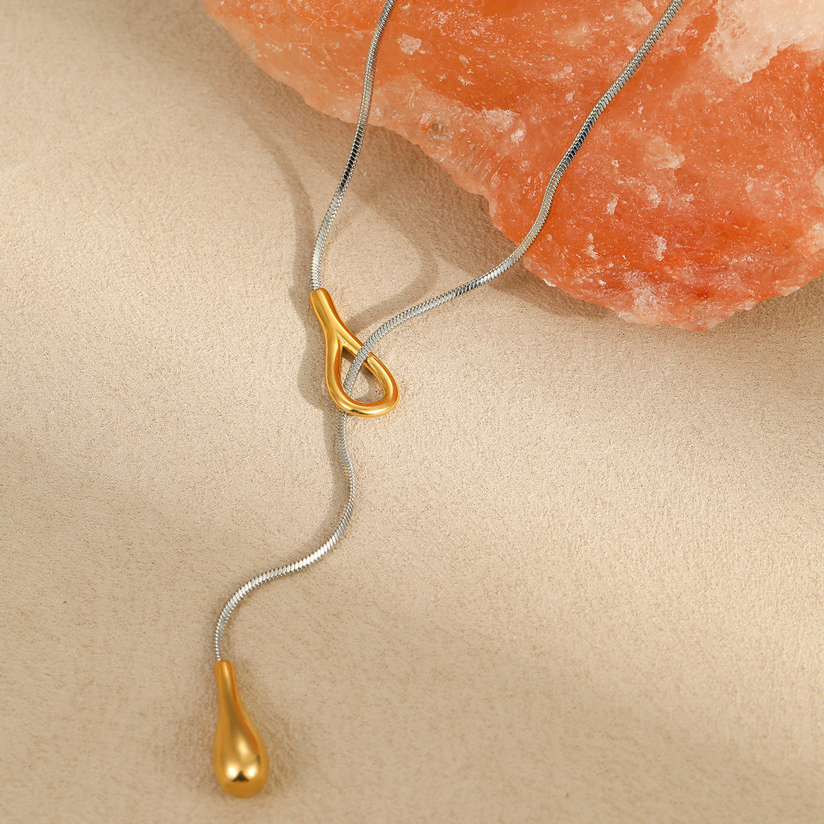 Long Water Drop Y Necklace