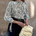 Lace Collar Floral Top Women Point Sleeve Cuff with Strap