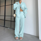 Cotton Champray Long Sleeve Lace up Cardigan