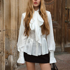 Women's Bowknot Pleated Shirt