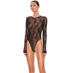 Women’s Sheer Lace Cutout Long Sleeve Jumpsuit