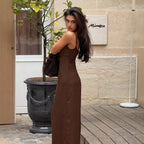 Retro Spaghetti-Strap Sheath Dress