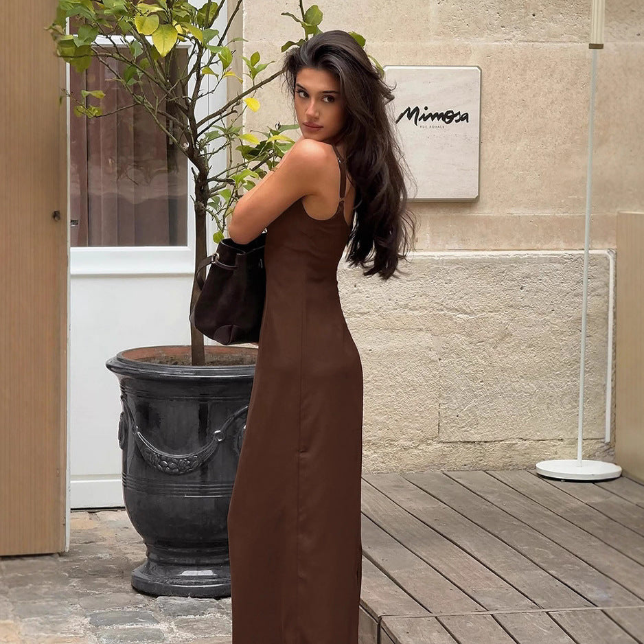 Retro Spaghetti-Strap Sheath Dress