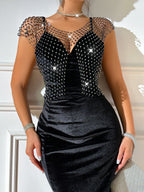 Women's Fishnet Light Diamond Split Sexy Cropped Tank Top