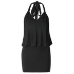 Women's Backless Pleated Halter Dress