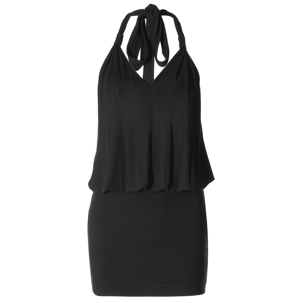 Women's Backless Pleated Halter Dress