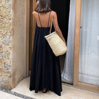 Women's Sleeveless Backless Black Cami Dress