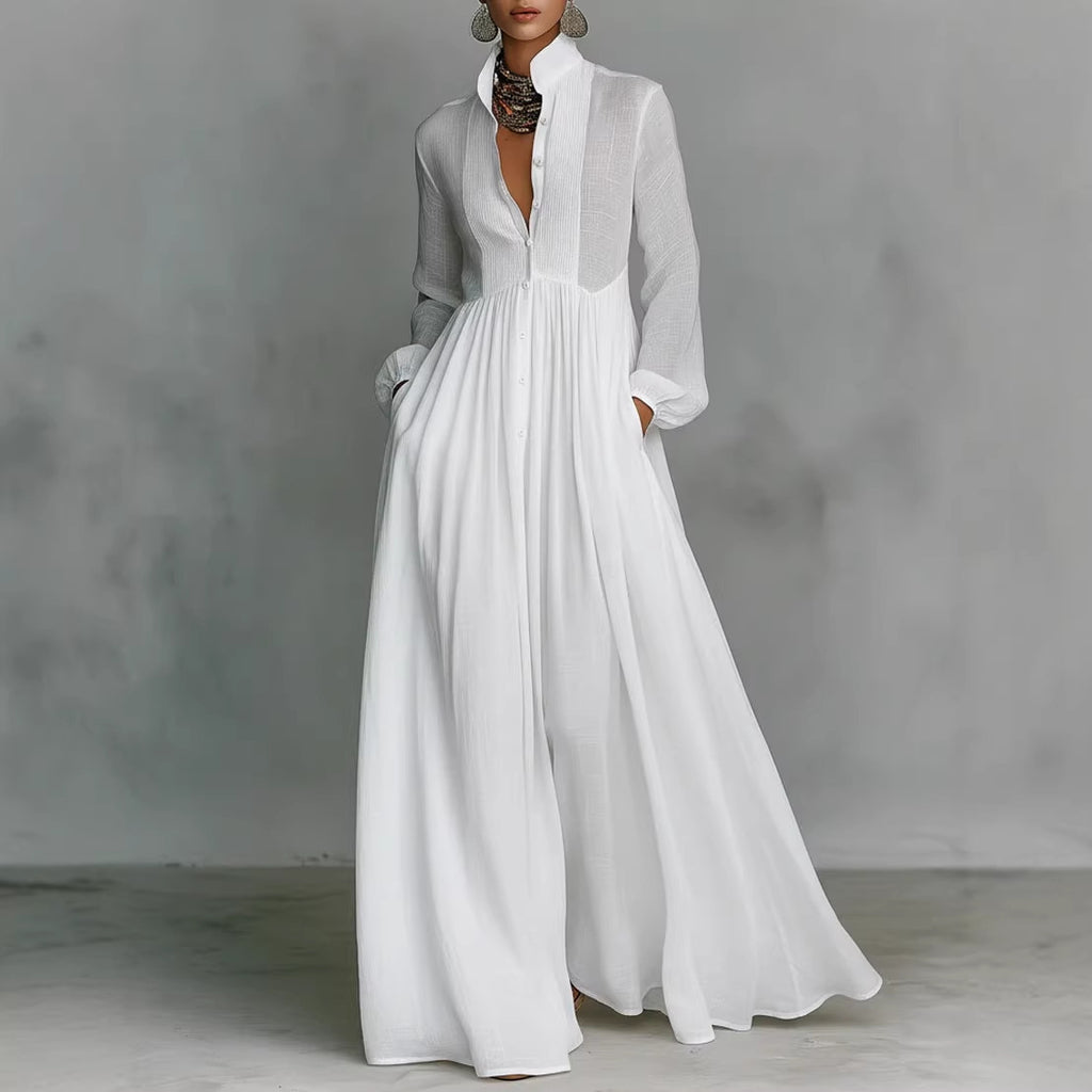 Women's Pleated Long Sleeve Dress