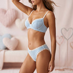 Women's Set Underwear Body Shaping Bow Breast Shaping See Through